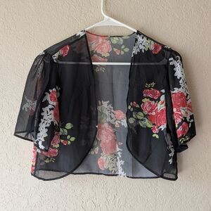 Floral Sheer Crop Cardigan 0015